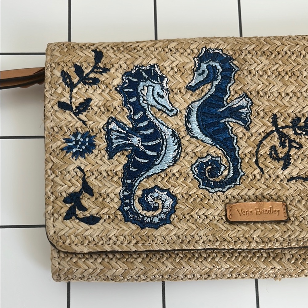 VERA BRADLEY Wicker Clutch with Blue Seahorse Embroidery - Picture 3 of 9